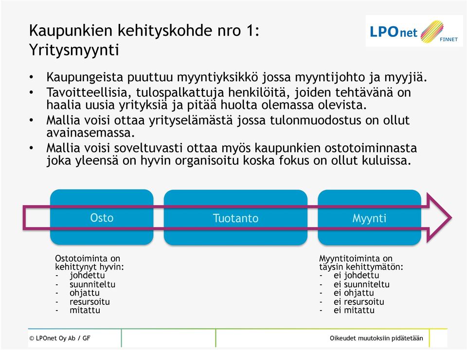 Mallia voisi ottaa yrityselämästä jossa tulonmuodostus on ollut avainasemassa.