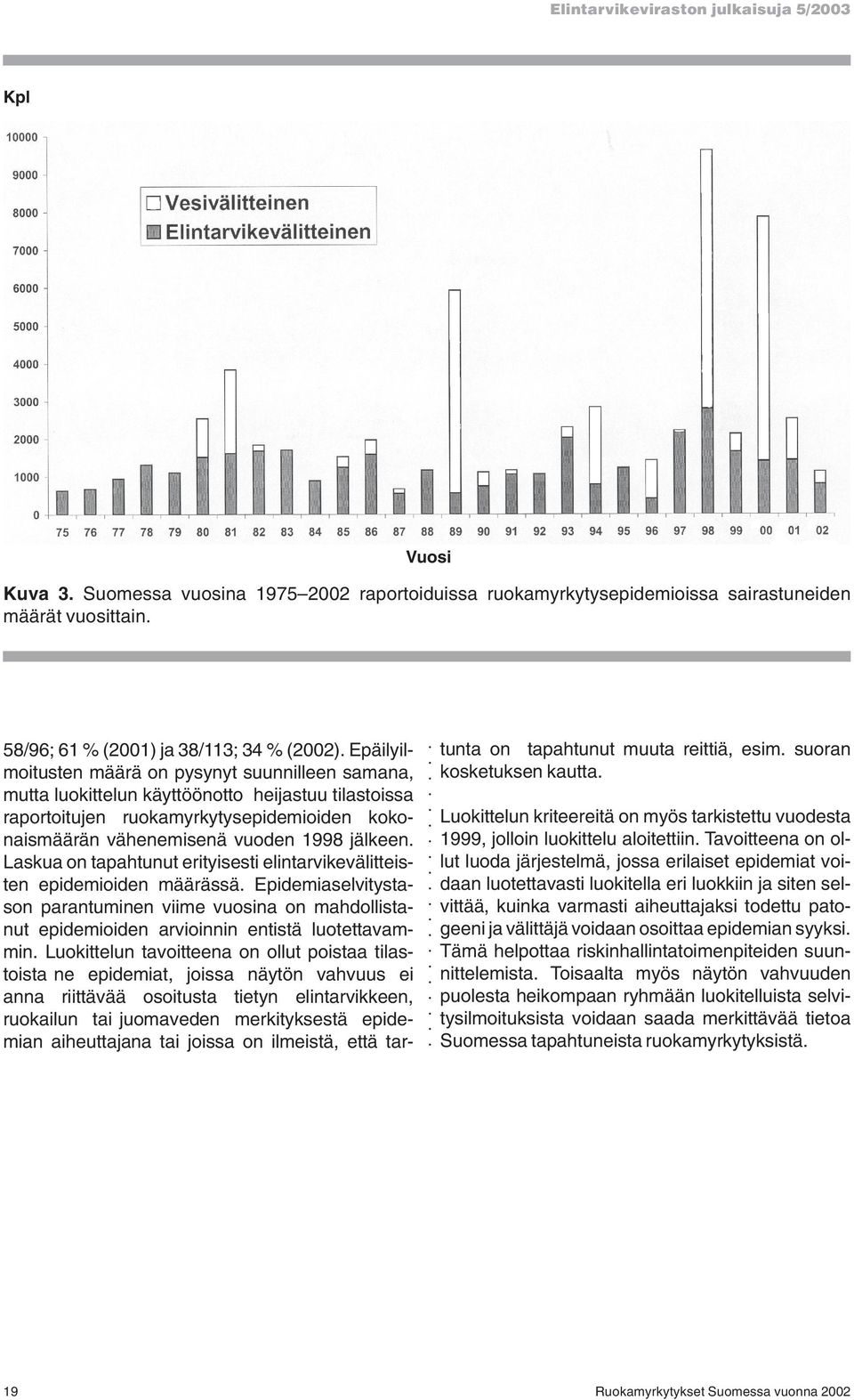 Laskua on tapahtunut erityisesti elintarvikevälitteisten epidemioiden määrässä. Epidemiaselvitystason parantuminen viime vuosina on mahdollistanut epidemioiden arvioinnin entistä luotettavammin.