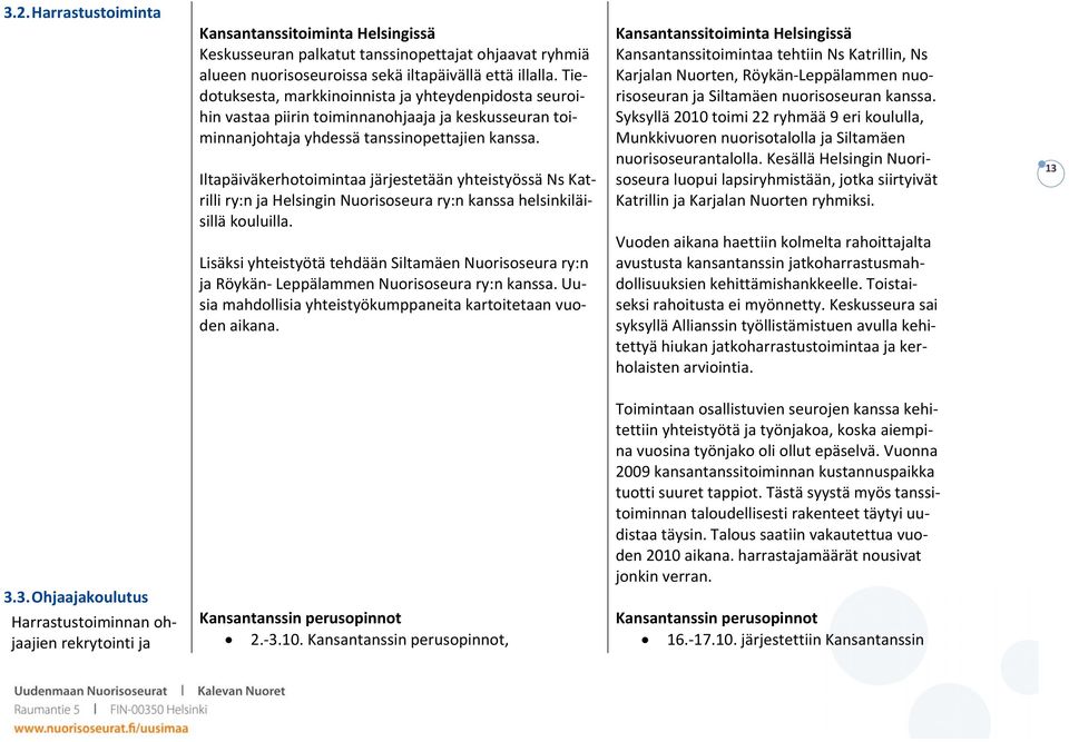 Iltapäiväkerhotoimintaa järjestetään yhteistyössä Ns Katrilli ry:n ja Helsingin Nuorisoseura ry:n kanssa helsinkiläisillä kouluilla.