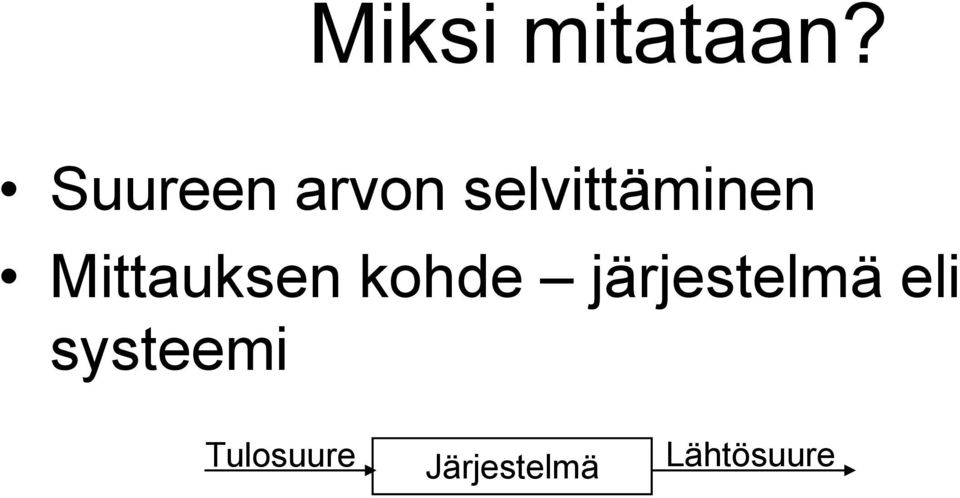 Mittauksen kohde järjestelmä