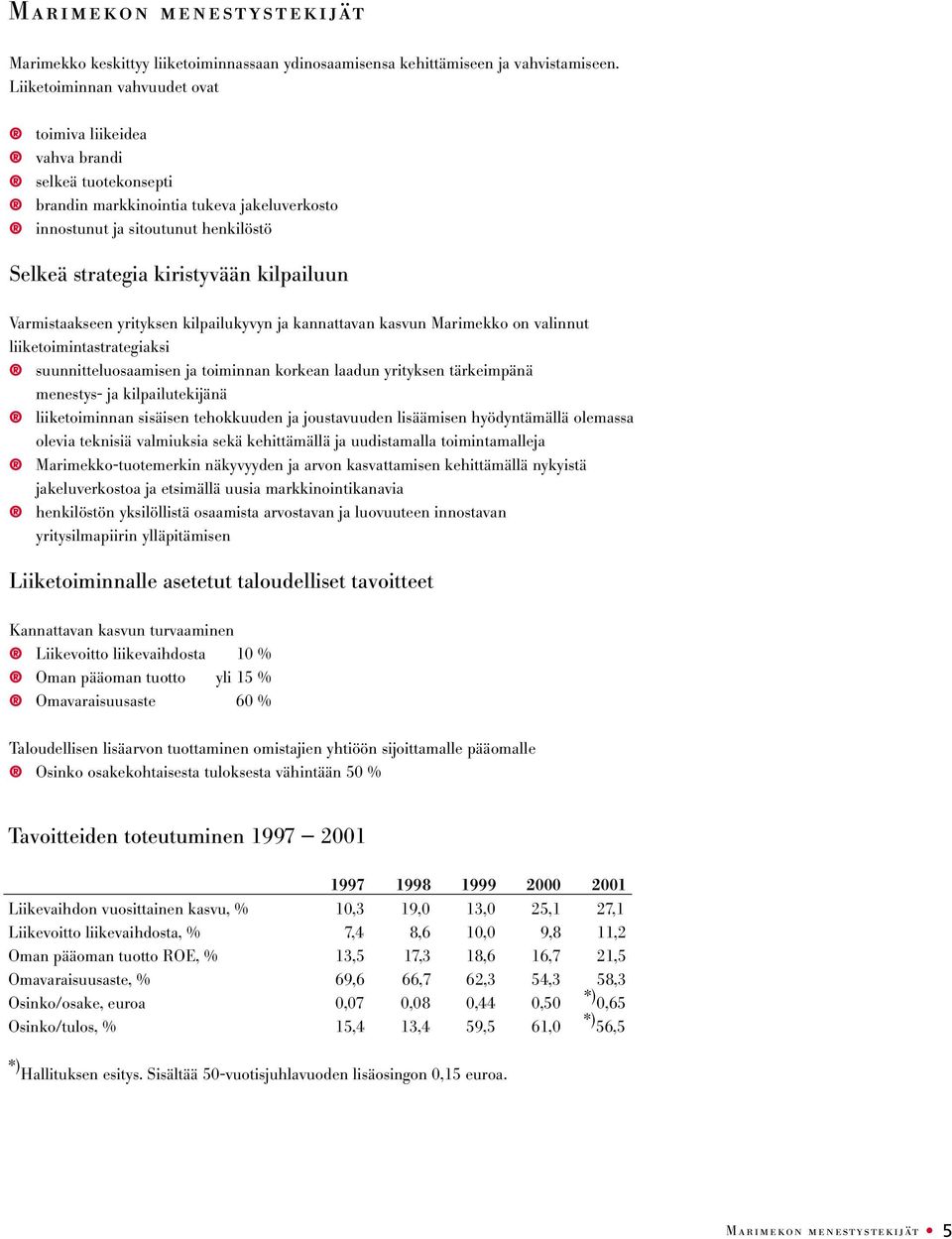 kilpailuun Varmistaakseen yrityksen kilpailukyvyn ja kannattavan kasvun Marimekko on valinnut liiketoimintastrategiaksi suunnitteluosaamisen ja toiminnan korkean laadun yrityksen tärkeimpänä