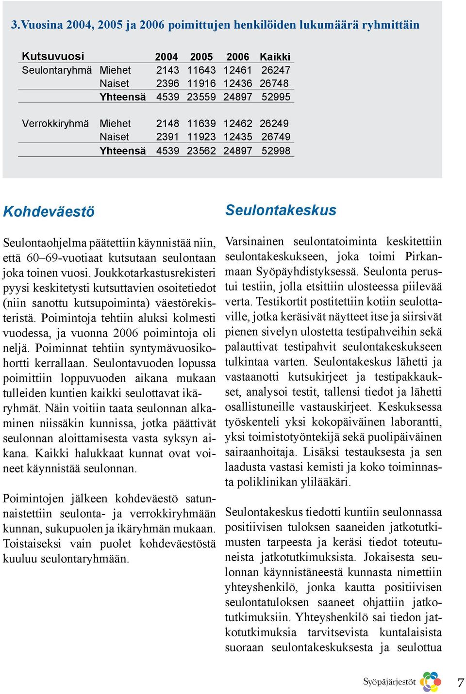 seulontaan joka toinen vuosi. Joukkotarkastusrekisteri pyysi keskitetysti kutsuttavien osoitetiedot (niin sanottu kutsupoiminta) väestörekisteristä.