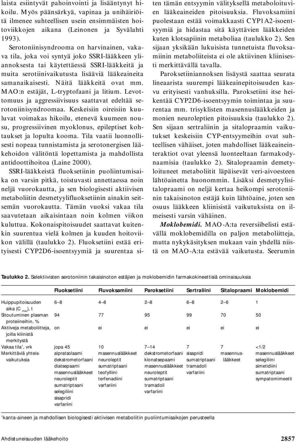 Näitä lääkkeitä ovat mm. MAO:n estäjät, L-tryptofaani ja litium. Levottomuus ja aggressiivisuus saattavat edeltää serotoniinisyndroomaa.