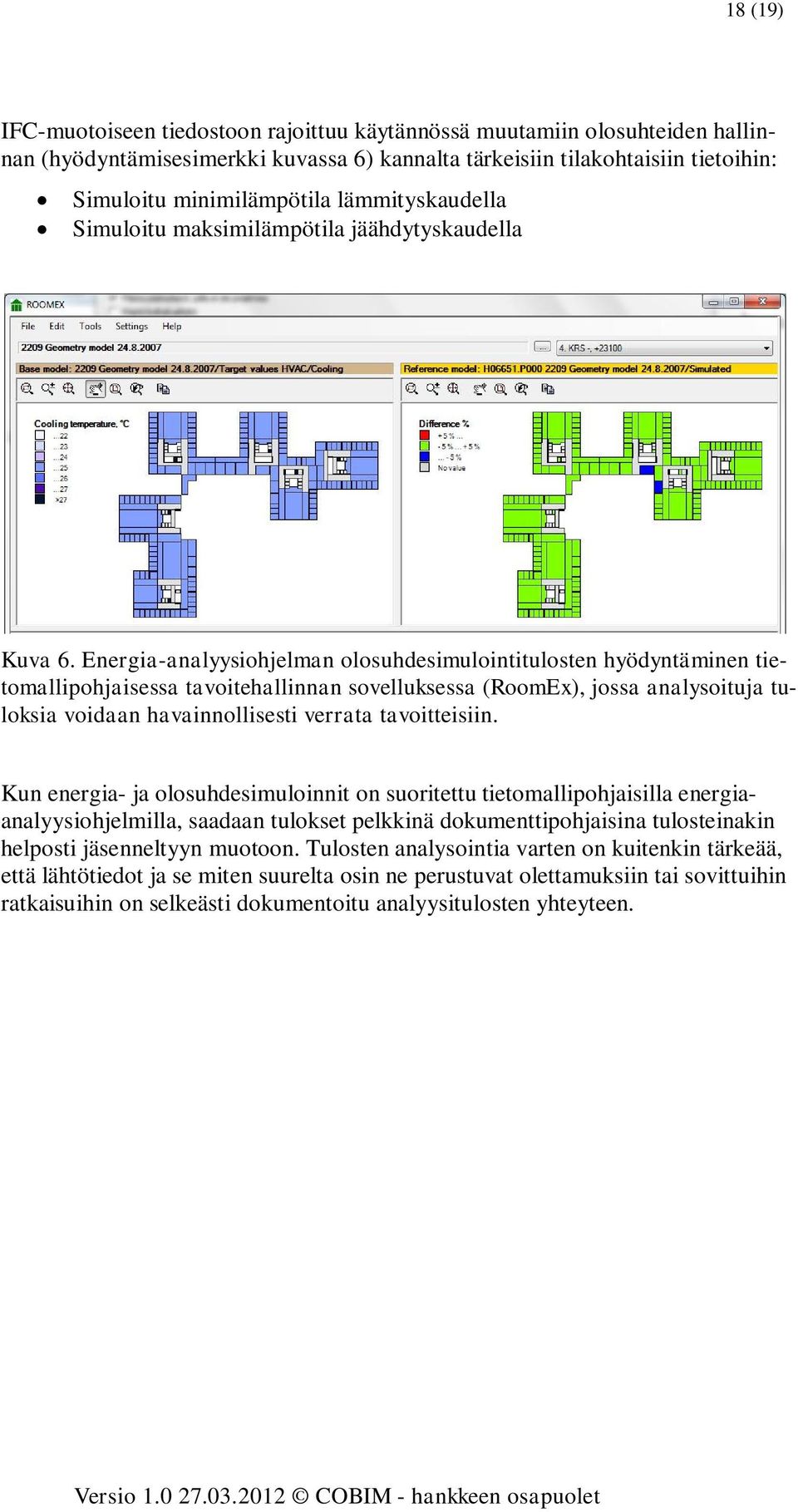 Energia-analyysiohjelman olosuhdesimulointitulosten hyödyntäminen tietomallipohjaisessa tavoitehallinnan sovelluksessa (RoomEx), jossa analysoituja tuloksia voidaan havainnollisesti verrata