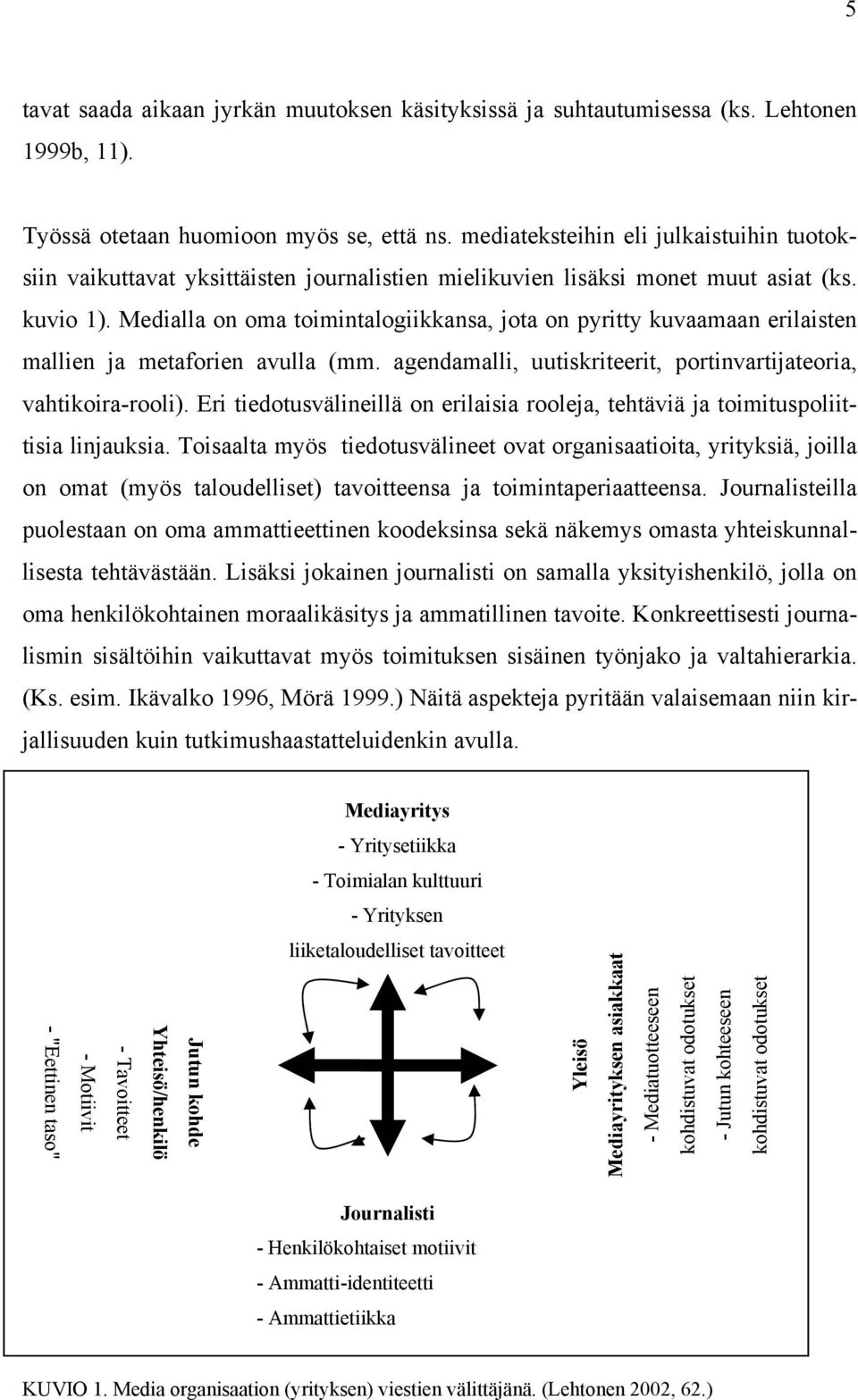 Medialla on oma toimintalogiikkansa, jota on pyritty kuvaamaan erilaisten mallien ja metaforien avulla (mm. agendamalli, uutiskriteerit, portinvartijateoria, vahtikoira-rooli).