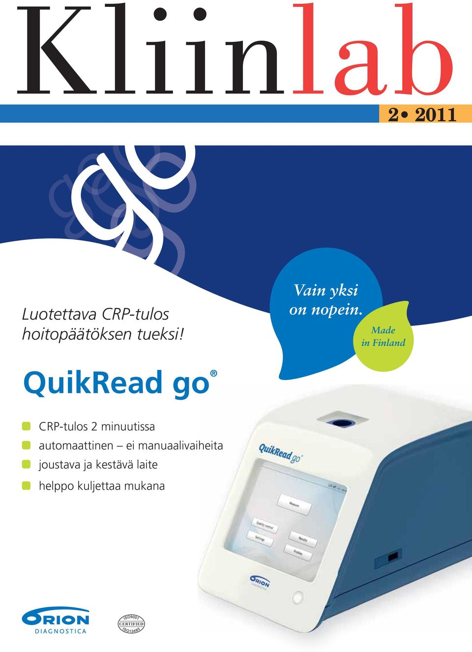 Made in Finland QuikRead go CRP-tulos 2 minuutissa