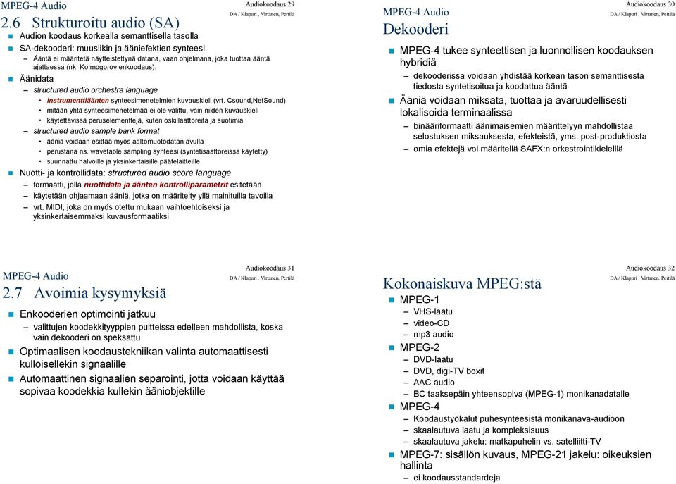 Äänidata structured audio orchestra language instrumenttiäänten synteesimenetelmien kuvauskieli (vrt.