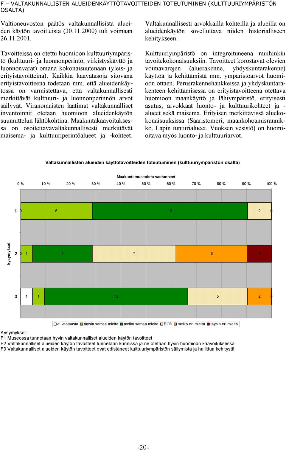 Kaikkia kaavatasoja sitovana erityistavoitteena todetaan mm. että alueidenkäytössä on varmistettava, että valtakunnallisesti merkittävät kulttuuri- ja luonnonperinnön arvot säilyvät.