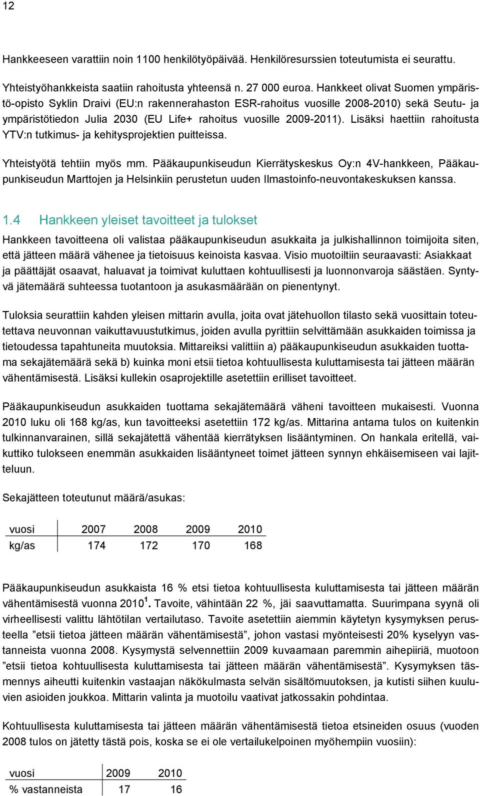 Lisäksi haettiin rahoitusta YTV:n tutkimus- ja kehitysprojektien puitteissa. Yhteistyötä tehtiin myös mm.