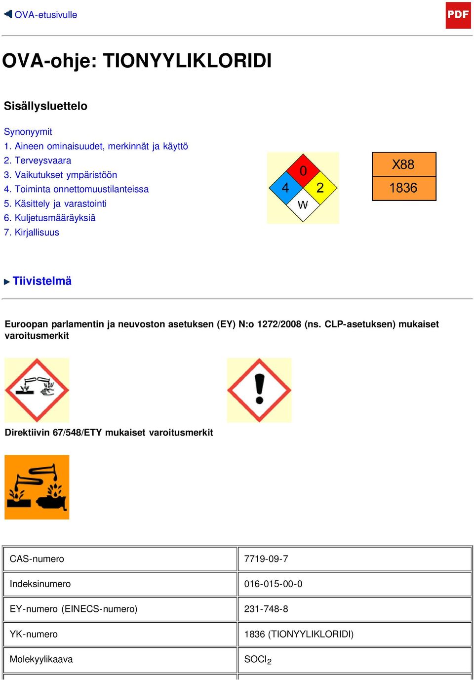 Kirjallisuus Tiivistelmä Euroopan parlamentin ja neuvoston asetuksen (EY) N:o 1272/2008 (ns.