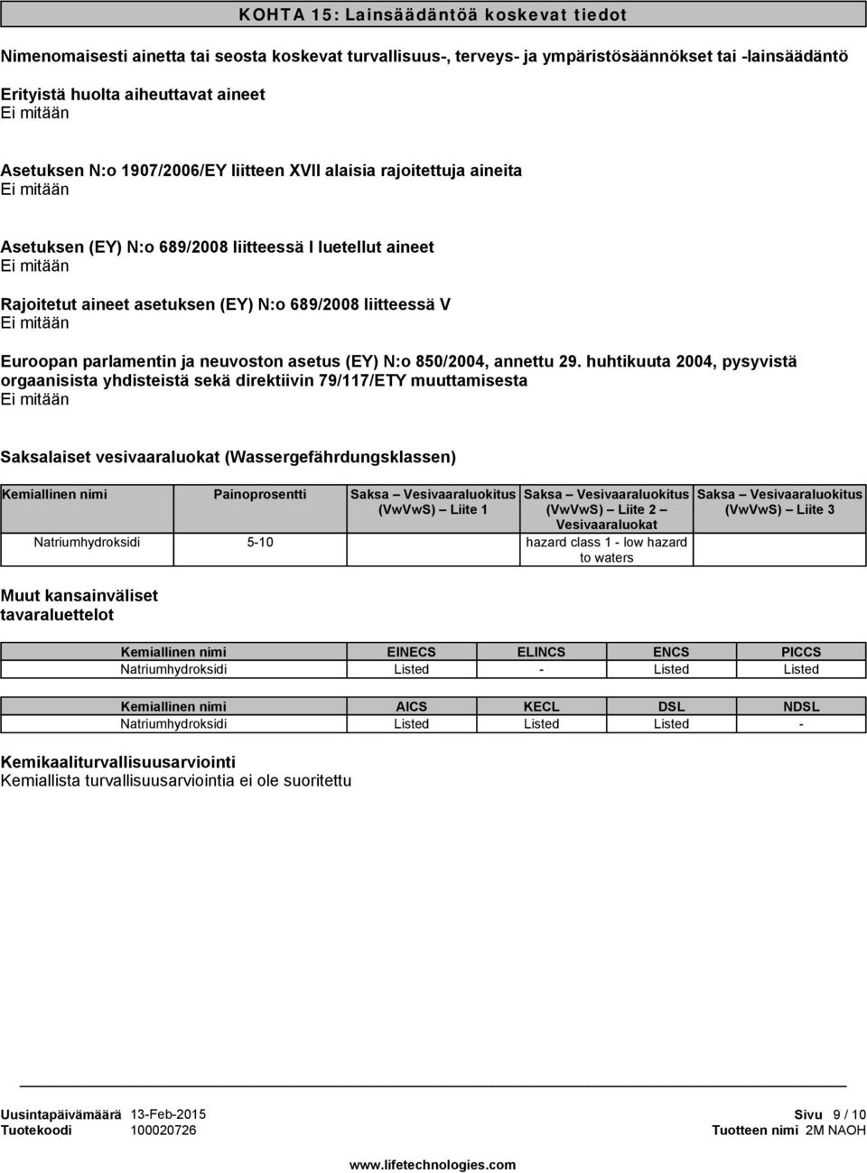 neuvoston asetus (EY) N:o 850/2004, annettu 29.