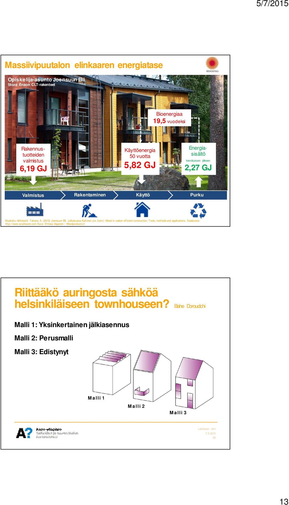 Julkaisussa Kuittinen ym. (toim.) Wood in carbon efficient construction. Tools, methods and applications. Saatavana: http://www.eco2wood.com Kuva: Vesa Vapanen / Woodproducts.