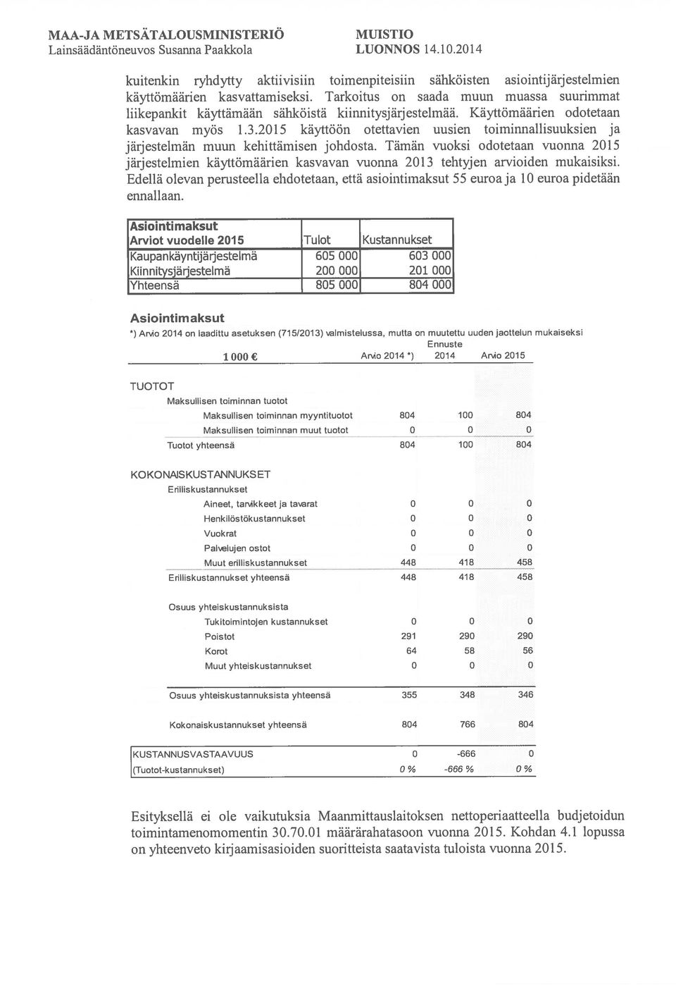 2015 käyttöön otettavien uusien toiminnallisuuksien ja järjestelmän muun kehittämisen johdosta.