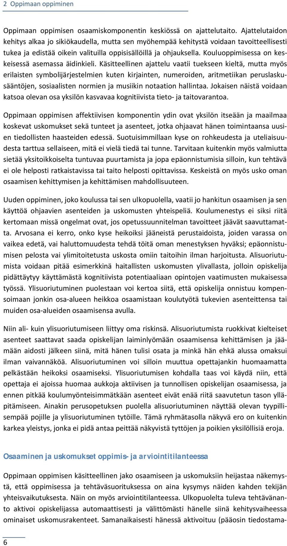 Kouluoppimisessa on keskeisessä asemassa äidinkieli.