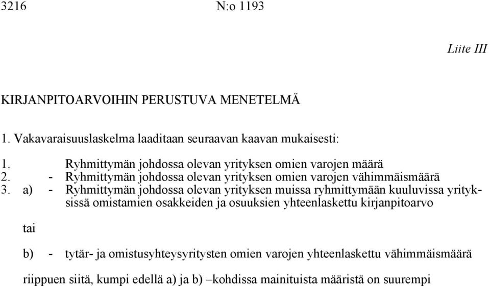 a) - Ryhmittymän johdossa olevan yrityksen muissa ryhmittymään kuuluvissa yrityksissä omistamien osakkeiden ja osuuksien yhteenlaskettu