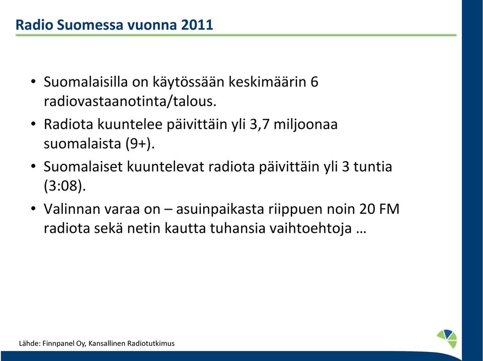 Radiota kuuntelee päivittäin yli 3,7 miljoonaa suomalaista (9+).