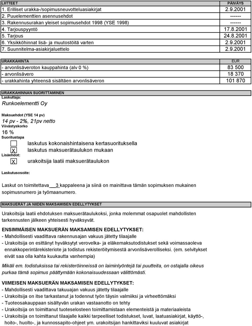 2001 7. Suunnitelma-asiakirjaluettelo 2.9.