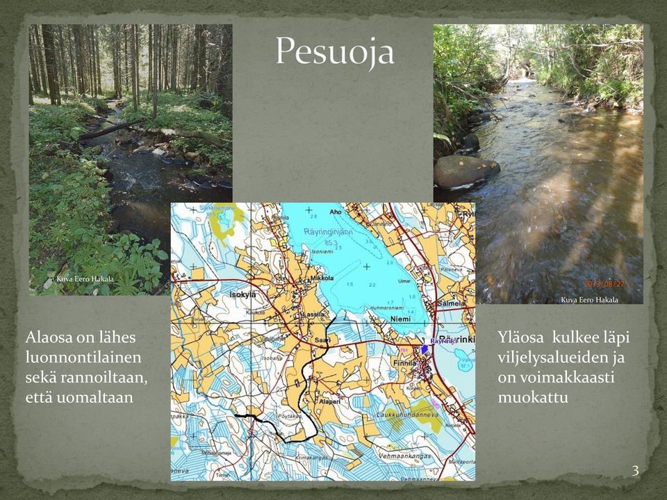 rannoiltaan, että uomaltaan Yläosa