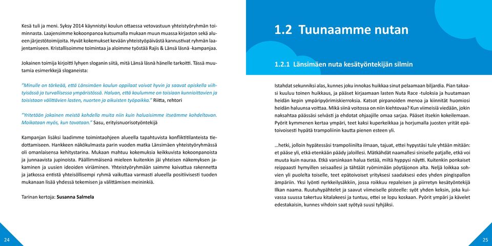 Jokainen toimija kirjoitti lyhyen sloganin siitä, mitä Länsä läsnä hänelle tarkoitti. Tässä muutamia esimerkkejä sloganeista: 1.2 