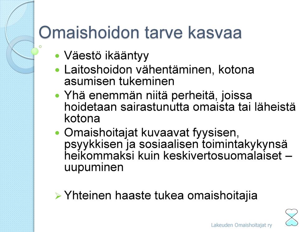 läheistä kotona Omaishoitajat kuvaavat fyysisen, psyykkisen ja sosiaalisen