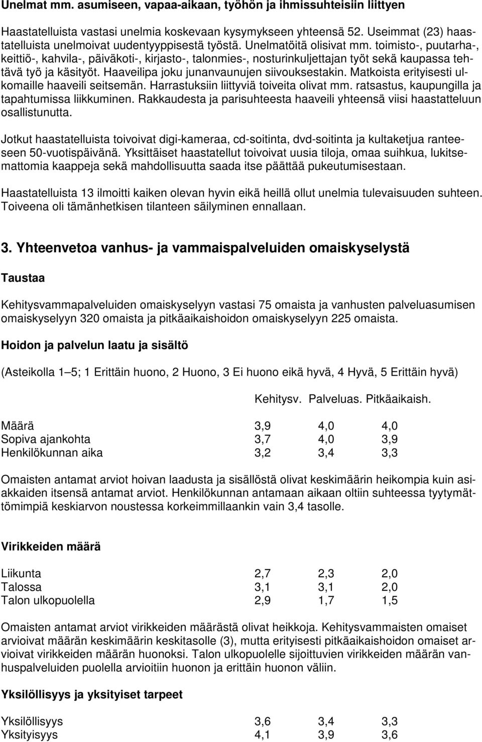 toimisto-, puutarha-, keittiö-, kahvila-, päiväkoti-, kirjasto-, talonmies-, nosturinkuljettajan työt sekä kaupassa tehtävä työ ja käsityöt. Haaveilipa joku junanvaunujen siivouksestakin.