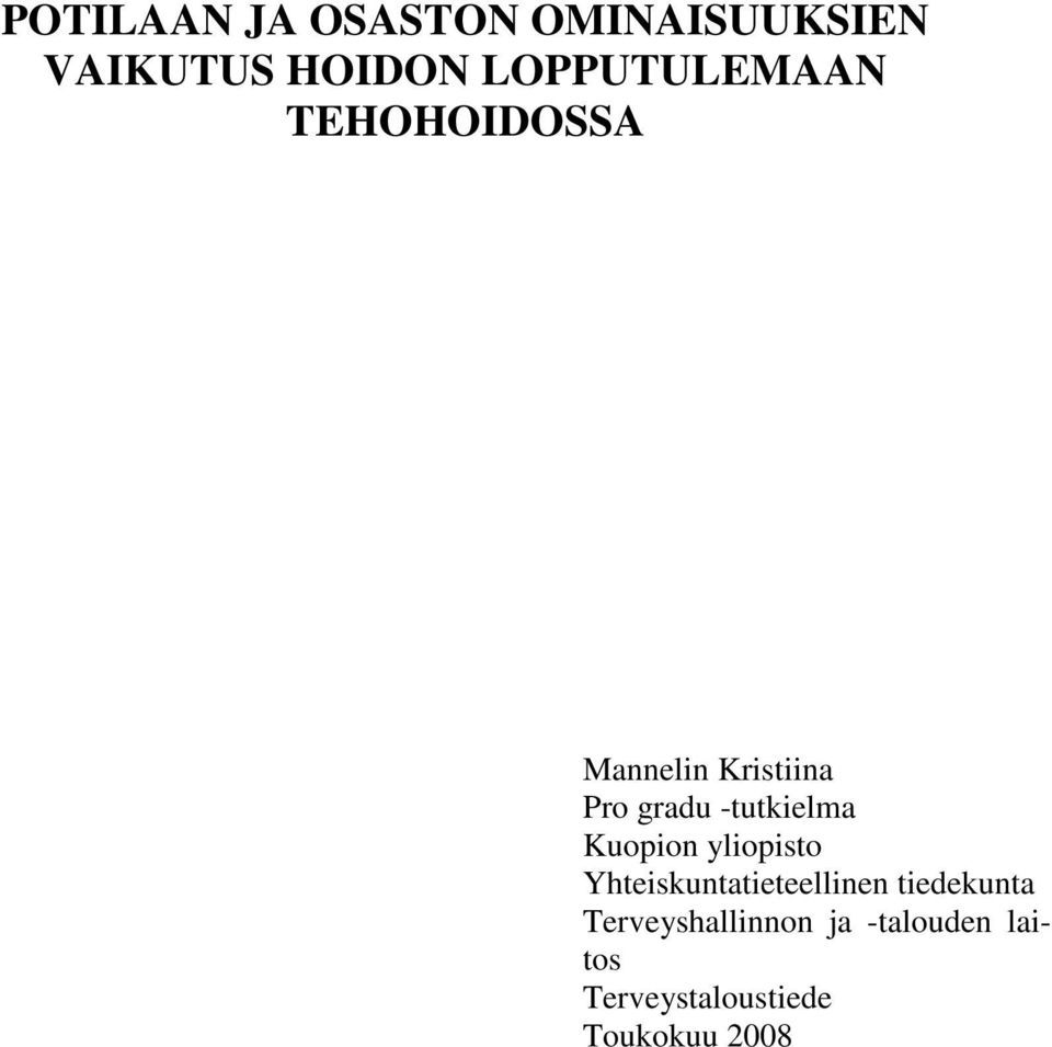 -tutkielma Kuopion yliopisto Yhteiskuntatieteellinen