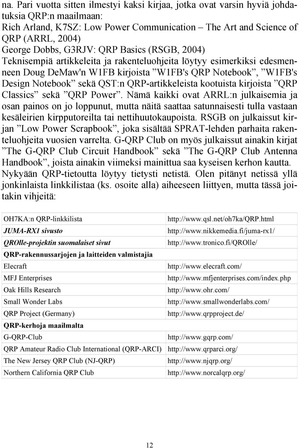 QRP-artikkeleista kootuista kirjoista QRP Classics sekä QRP Power.