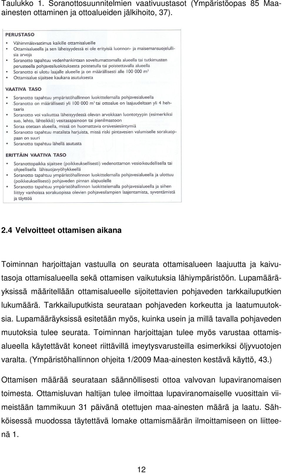 Lupamääräyksissä määritellään ottamisalueelle sijoitettavien pohjaveden tarkkailuputkien lukumäärä. Tarkkailuputkista seurataan pohjaveden korkeutta ja laatumuutoksia.