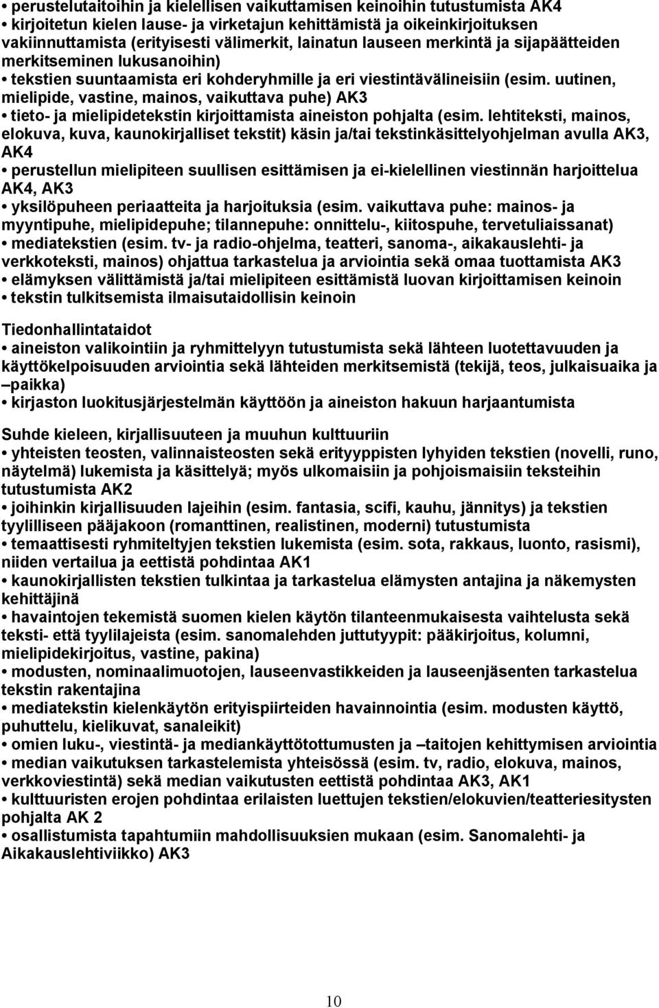 uutinen, mielipide, vastine, mainos, vaikuttava puhe) AK3 tieto- ja mielipidetekstin kirjoittamista aineiston pohjalta (esim.