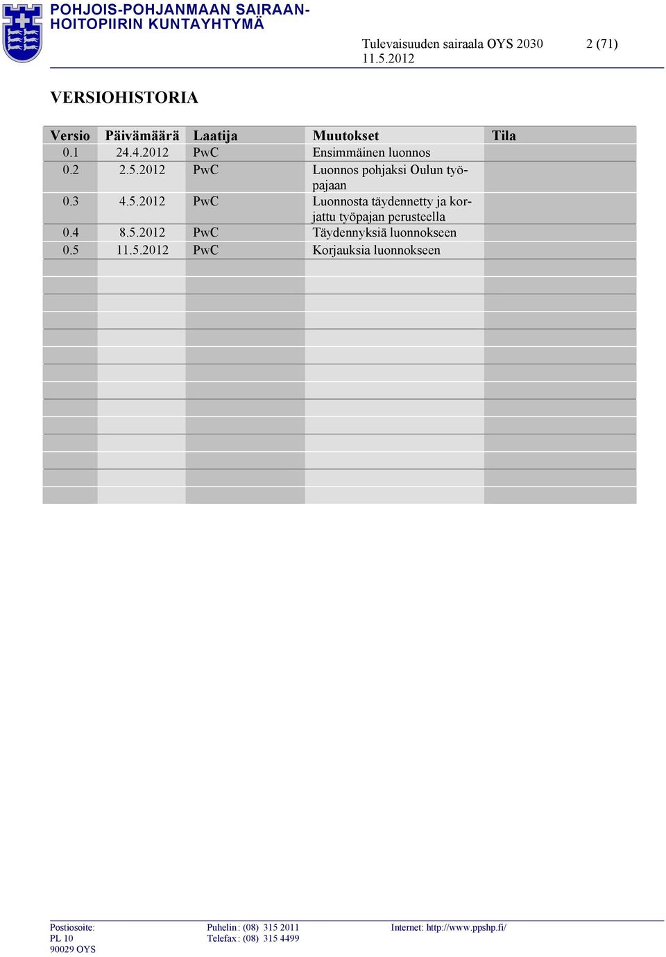 2012 PwC Luonnos pohjaksi Oulun työpajaan 0.3 4.5.