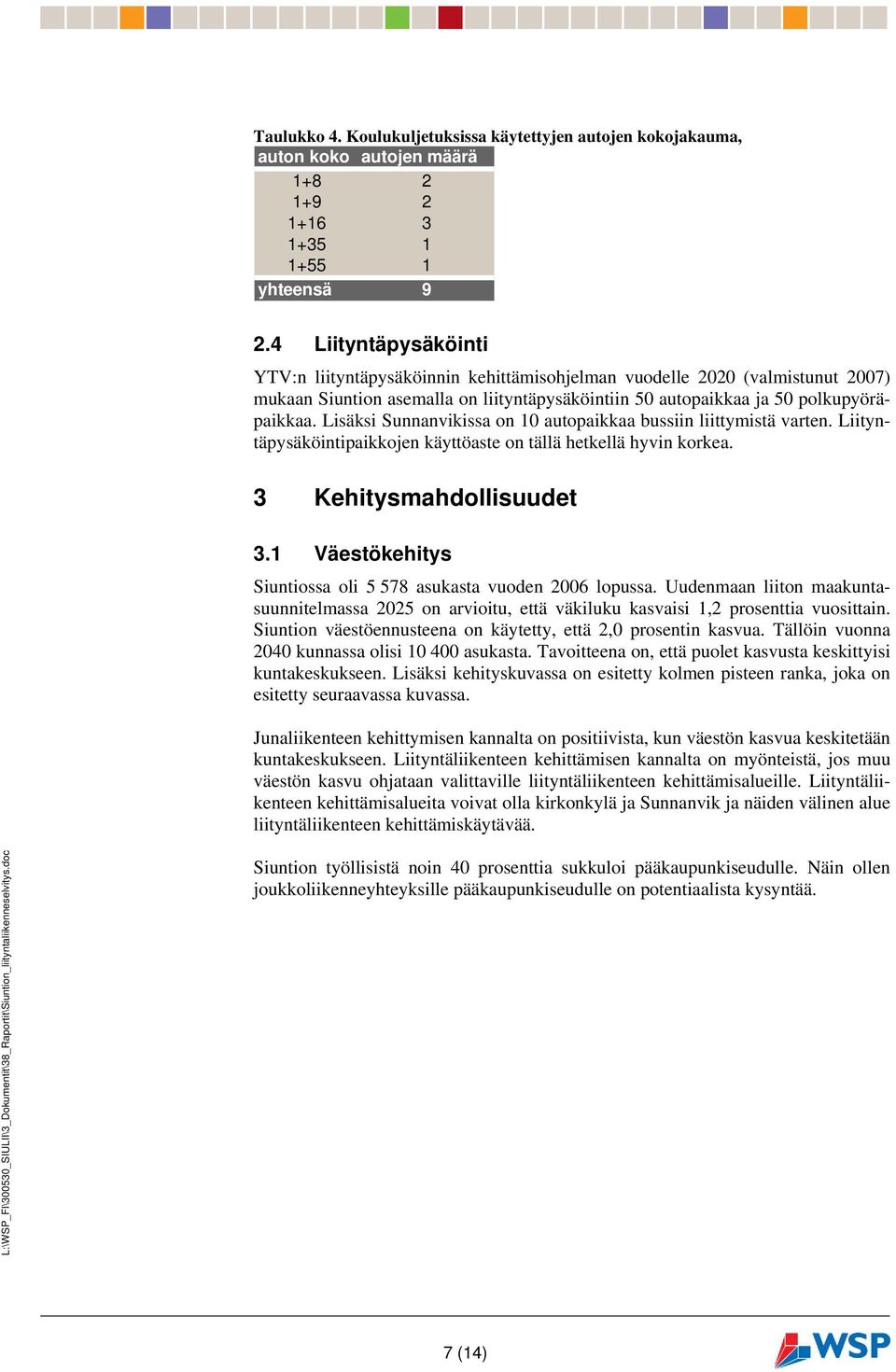 Lisäksi Sunnanvikissa on 10 autopaikkaa bussiin liittymistä varten. Liityntäpysäköintipaikkojen käyttöaste on tällä hetkellä hyvin korkea. 3 Kehitysmahdollisuudet 3.