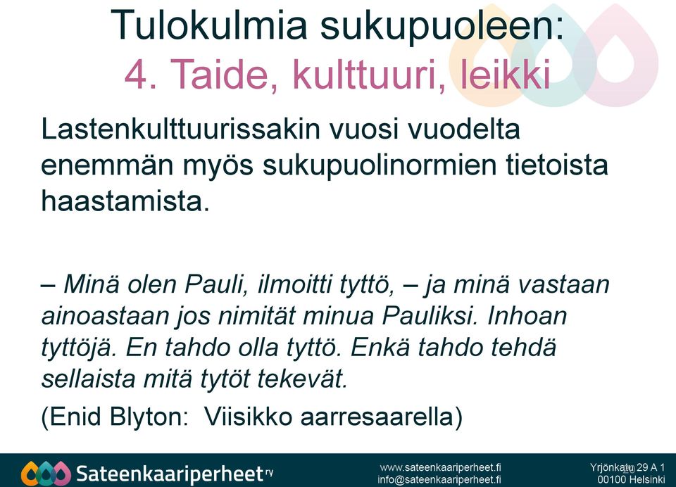 sukupuolinormien tietoista haastamista.