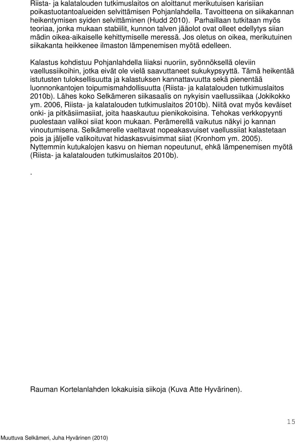 Parhaillaan tutkitaan myös teoriaa, jonka mukaan stabiilit, kunnon talven jääolot ovat olleet edellytys siian mädin oikea-aikaiselle kehittymiselle meressä.