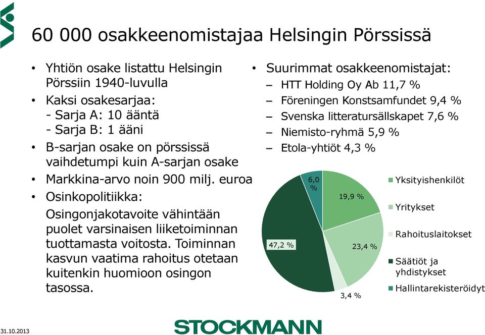 Toiminnan kasvun vaatima rahoitus otetaan kuitenkin huomioon osingon tasossa.