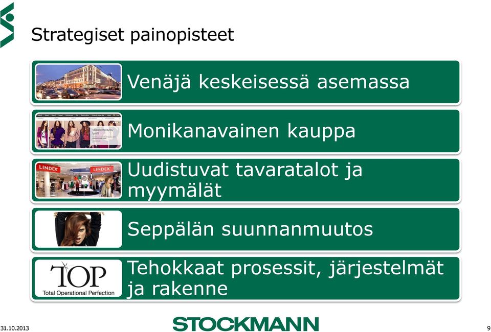 tavaratalot ja myymälät Seppälän suunnanmuutos