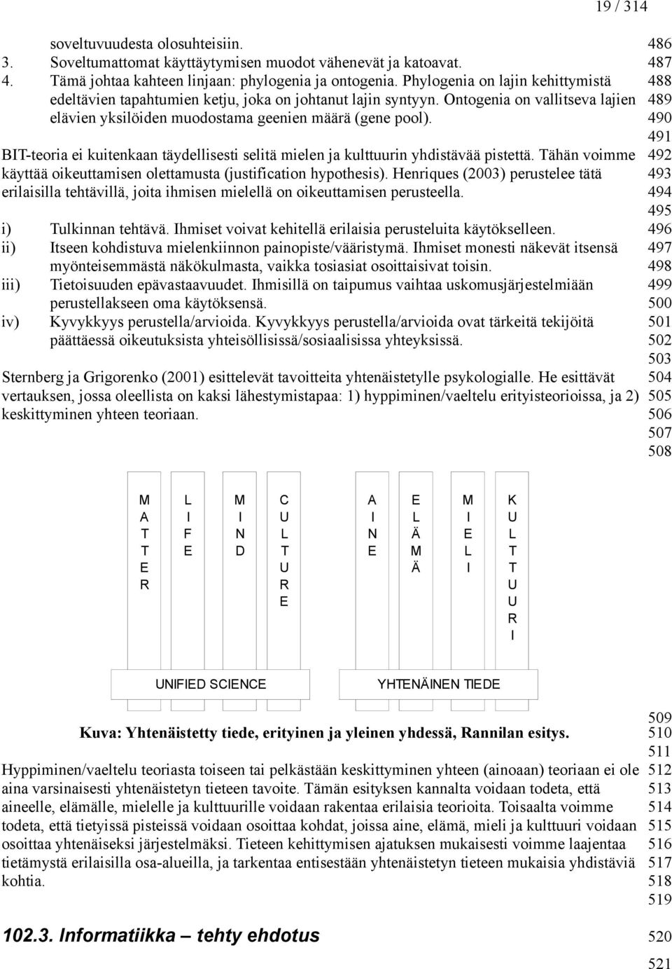 BIT-teoria ei kuitenkaan täydellisesti selitä mielen ja kulttuurin yhdistävää pistettä. Tähän voimme käyttää oikeuttamisen olettamusta (justification hypothesis).