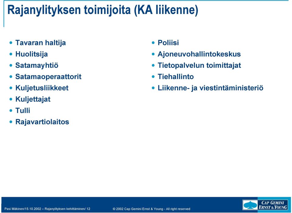 Rajavartiolaitos Poliisi Ajoneuvohallintokeskus Tietopalvelun toimittajat