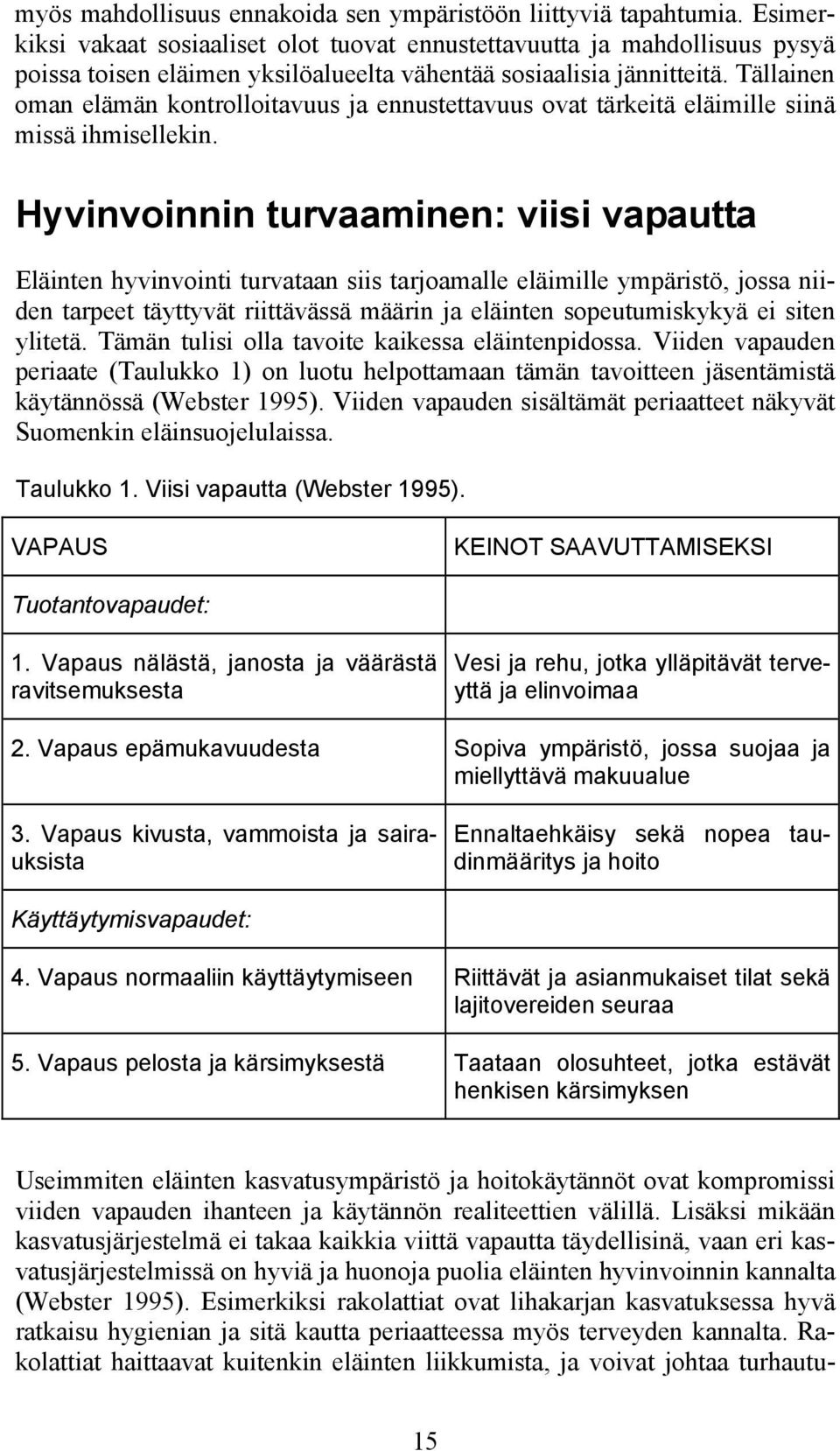 Tällainen oman elämän kontrolloitavuus ja ennustettavuus ovat tärkeitä eläimille siinä missä ihmisellekin.