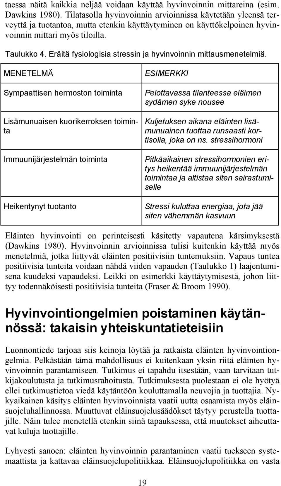 Eräitä fysiologisia stressin ja hyvinvoinnin mittausmenetelmiä.