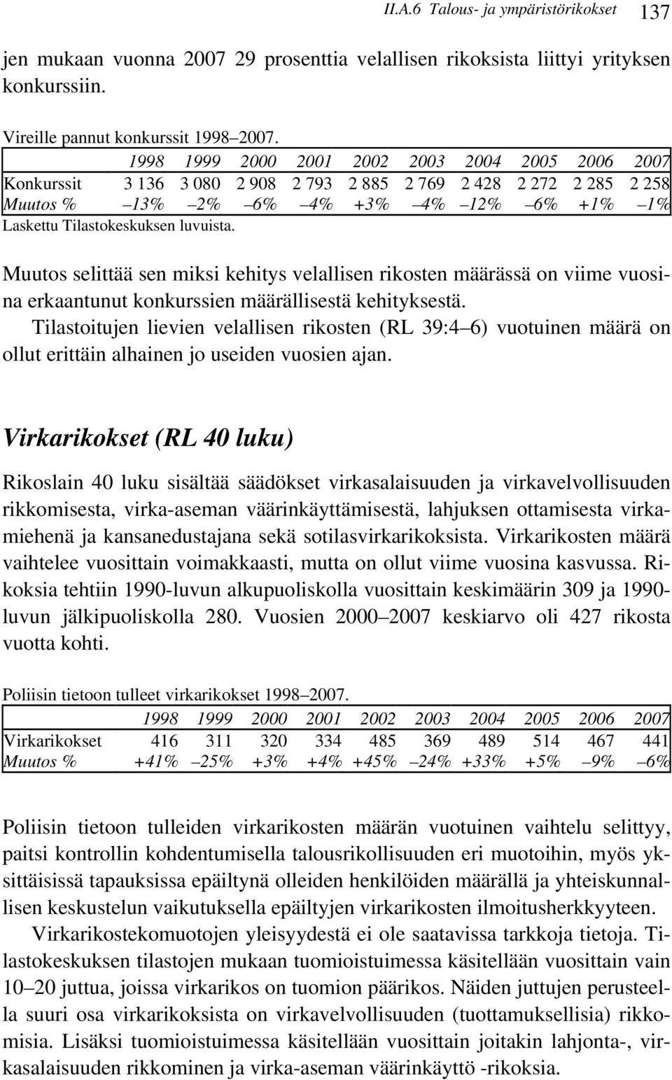 Muutos selittää sen miksi kehitys velallisen rikosten määrässä on viime vuosina erkaantunut konkurssien määrällisestä kehityksestä.