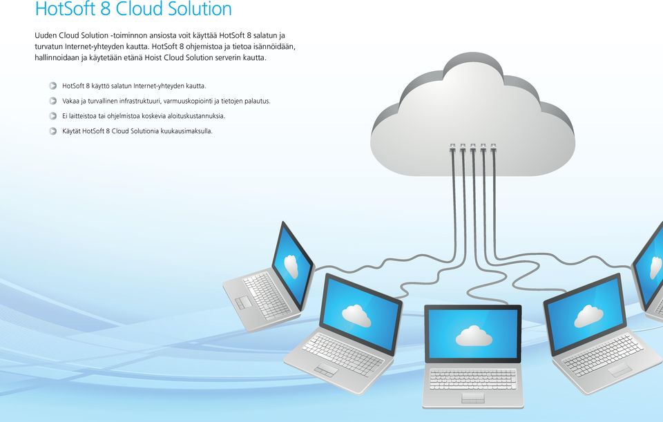 HotSoft 8 ohjemistoa ja tietoa isännöidään, hallinnoidaan ja käytetään etänä Hoist Cloud Solution serverin kautta.