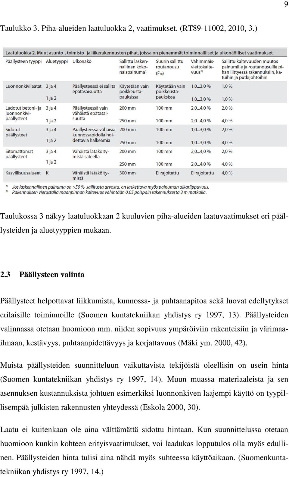 10, 3.) Taulukossa 3 näkyy laatuluokkaan 2 