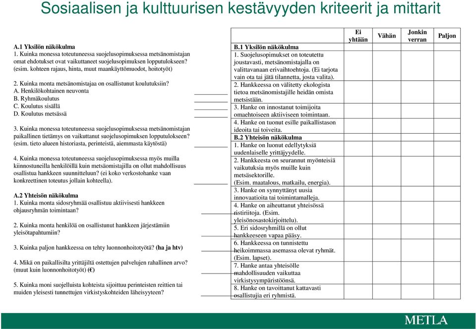 Kuinka monta metsänomistajaa on osallistunut koulutuksiin? A. Henkilökohtainen neuvonta B. Ryhmäkoulutus C. Koulutus sisällä D. Koulutus metsässä 3.