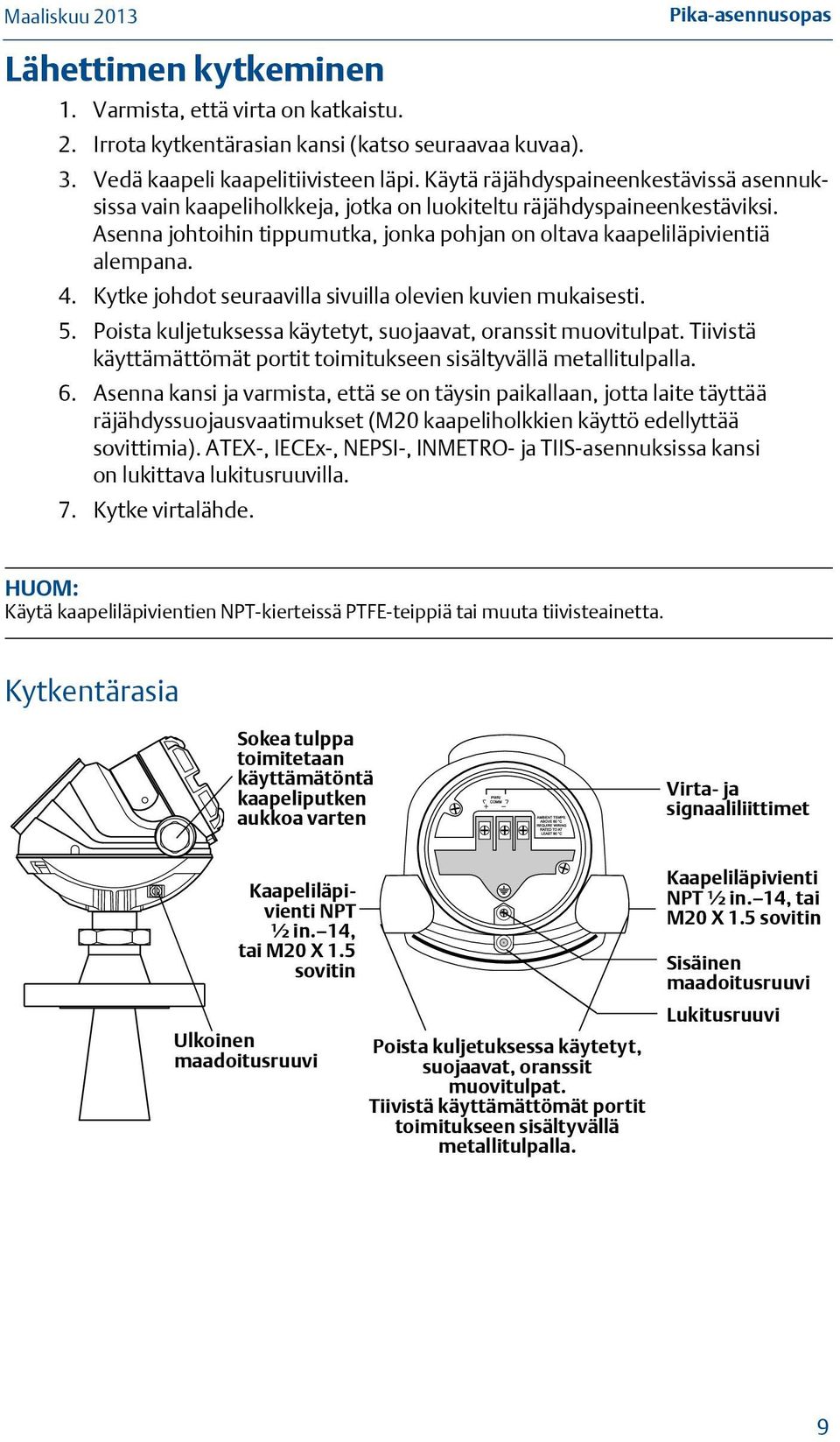 Kytke johdot seuraavilla sivuilla olevien kuvien mukaisesti. 5. Poista kuljetuksessa käytetyt, suojaavat, oranssit muovitulpat.