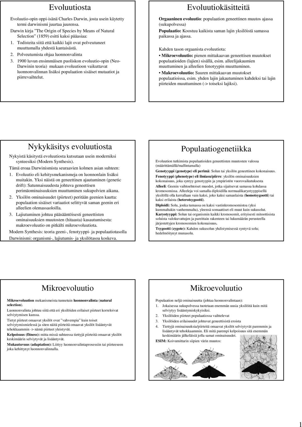 1900 luvu esimmäise puolisko evoluuio-opi (Neo- Drwii eori) muk evoluuioo vikuv luoovli lisäksi populio sisäise muio j piirrevihelu.