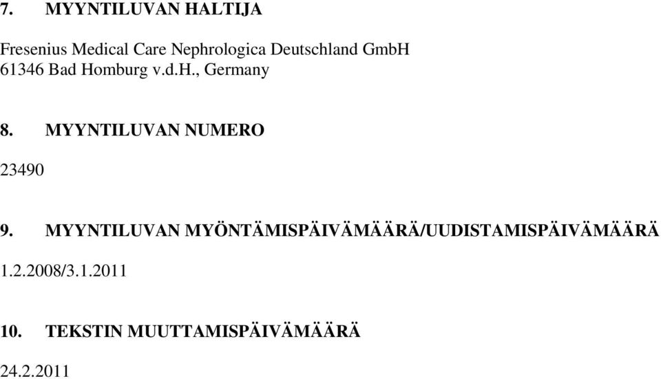 MYYNTILUVAN NUMERO 23490 9.