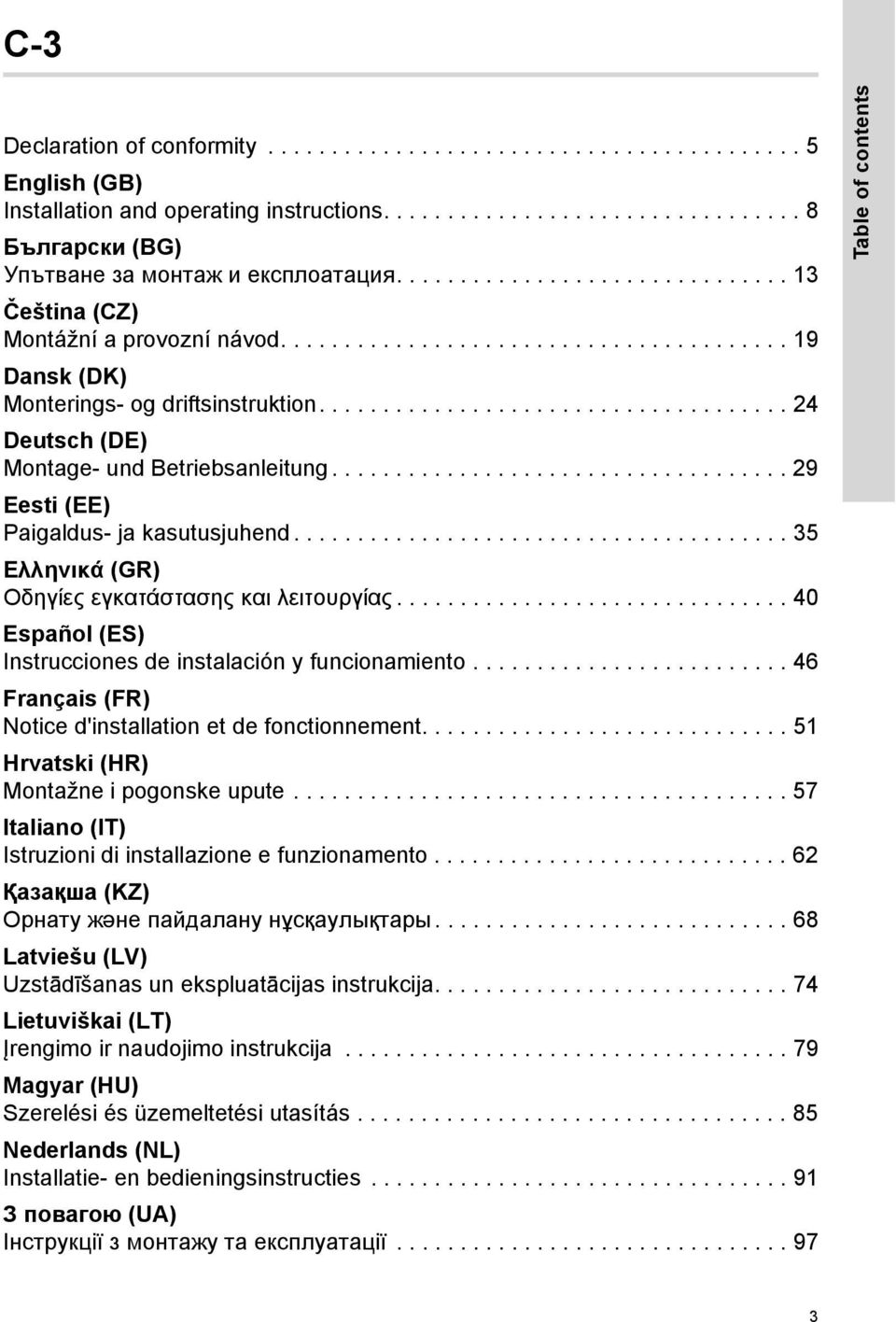 .................................... 24 Deutsch (DE) Montage- und Betriebsanleitung.................................... 29 Eesti (EE) Paigaldus- ja kasutusjuhend.