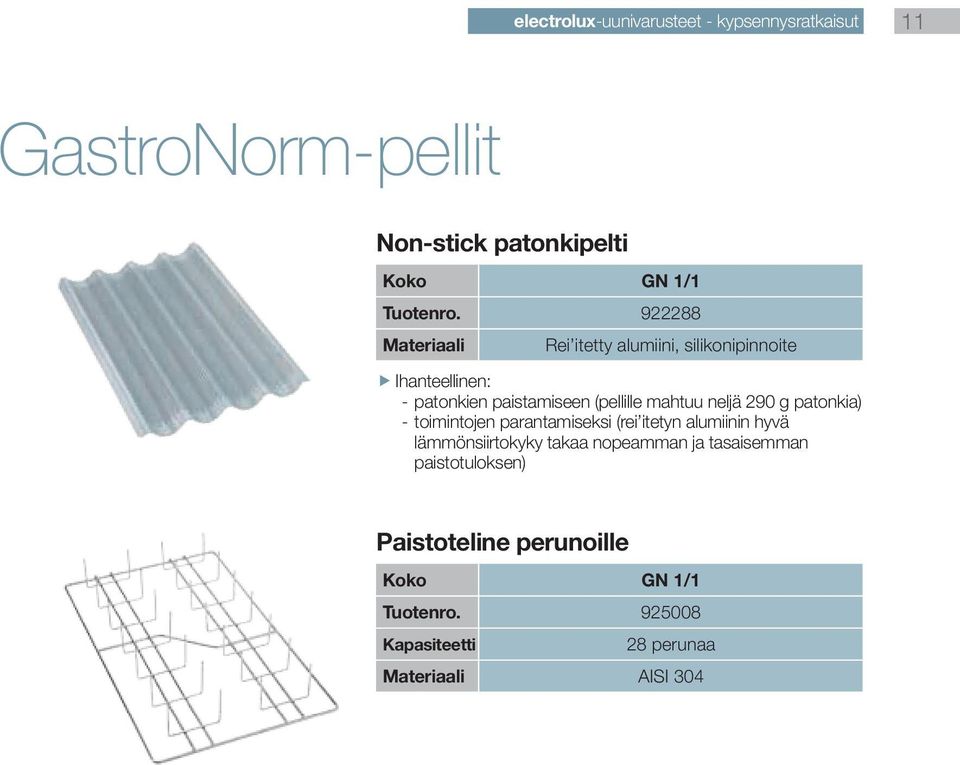 mahtuu neljä 290 g patonkia) --toimintojen parantamiseksi (rei itetyn alumiinin hyvä lämmönsiirtokyky