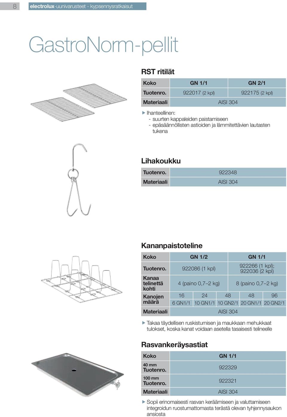 0,7 2 kg) 8 (paino 0,7 2 kg) kohti Kanojen 16 24 48 48 96 määrä 6 GN 10 GN 10 GN2/1 20 GN 20 GN2/1 fftakaa täydellisen ruskistumisen ja maukkaan mehukkaat tulokset, koska kanat voidaan