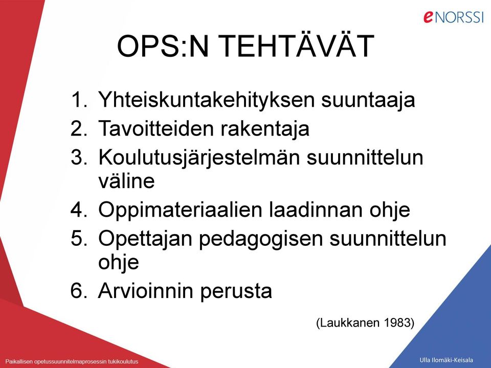 Koulutusjärjestelmän suunnittelun väline 4.